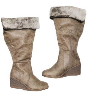 Lane Bryant Emma Faux Fur Wedge Heel Boots size 9W